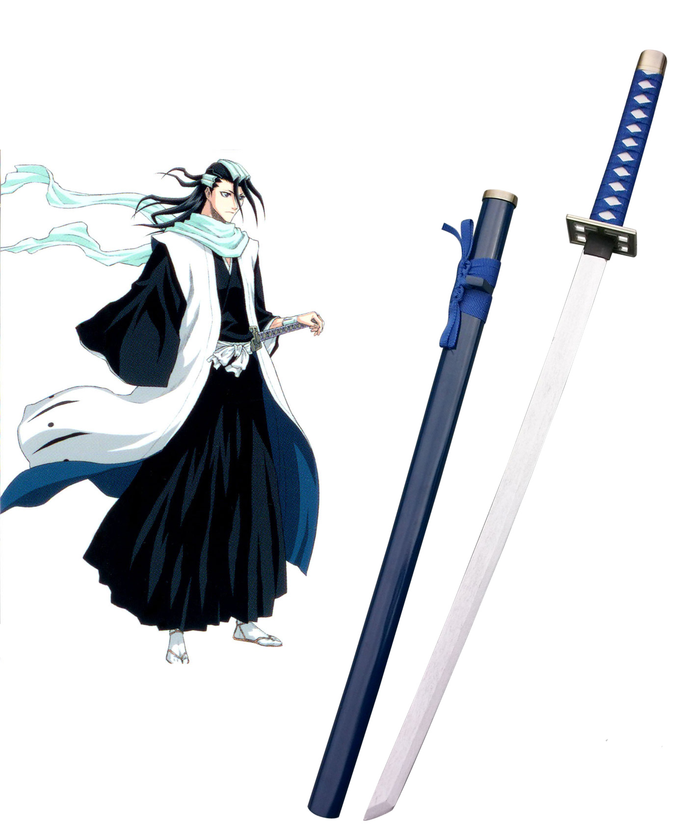 Bleach Kuchiki Byakuya Zanpakutou Senbonzakura Blue Cosplay Wooden Weapons